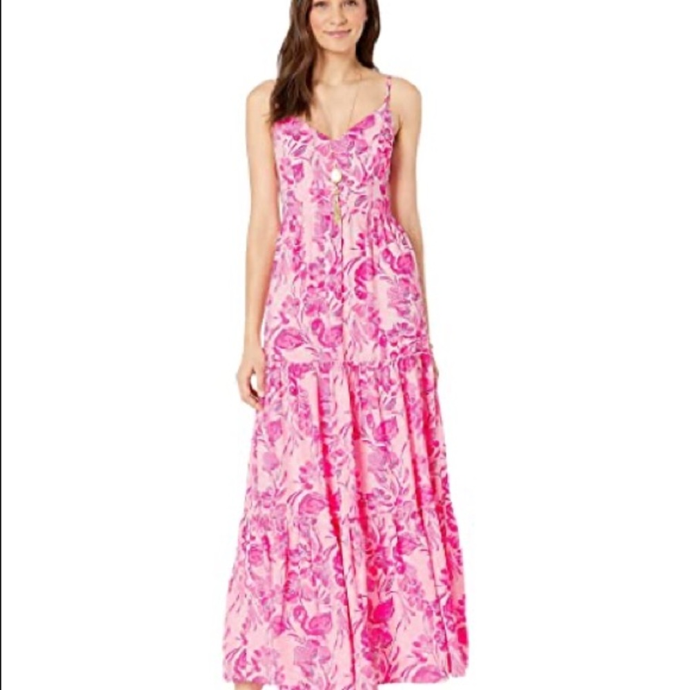 Lilly Pulitzer Pink Flamingo Melody Maxi Dress